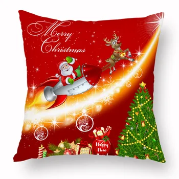 Jul pudebetræk Glædelig Jul Trykt Polyester Dekorative Puder, Sofa, boligindretning Pudebetræk 45*45cm