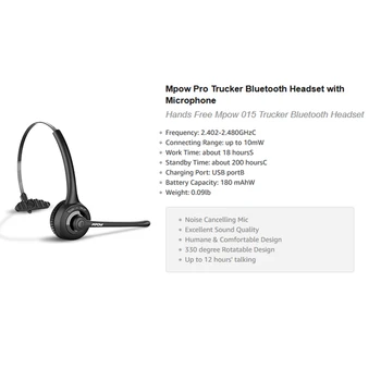 M6 Hoved-monteret Bluetooth Headset Mono Bluetooth Headset Professionel Telefon Operatør HD Voice Klar Call Center Headset