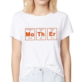 Periodiske tabel af elementer design mor brev geek t-shirt kvinder sommeren nye hvide casual cool mors dag gave t-shirt