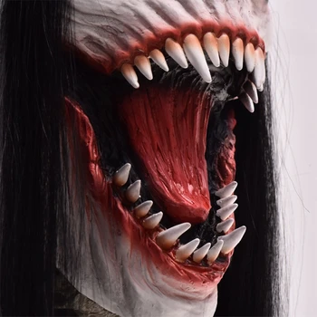 2021 Nye Halloween-Latex Cosplay Vampyr Full Face-Maske med Hår Paryk Skræmmende Hoved Dække 2020 tendens