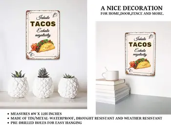 Inhalerer Tacos Udånder Negativitet Tin Vintage Look Dekoration Plak Tegn til Hjem, Køkken, Badeværelse Gård, Have og Garage