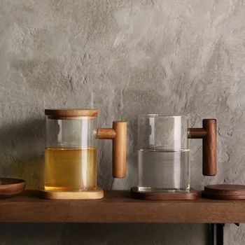 Kreative Japansk stil te kop te, vand adskillelse filter kop høj borosilicate gennemsigtigt glas vand cup hjem kontor
