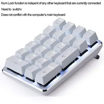 1stk Mini 3-Port Usb 3.0 Hub for Pc Laptops & 1stk 21 Nøgler Hvidt Baggrundsbelyst Mekanisk Numeriske Tastatur Numpad