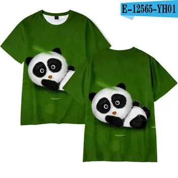 Mænds og kvinders panda og bambus 3D printet løs T-shirts, dyr, figurer, afslappet og behagelig sommer tøj