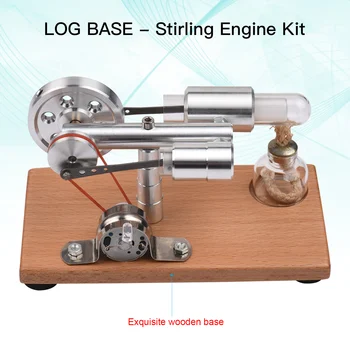 Stirling Motor Kit El-Generator, Varm Luft Motor Model LED-Lys Svinghjul Design Science Eksperiment for Træ-Baseret Uddannelse