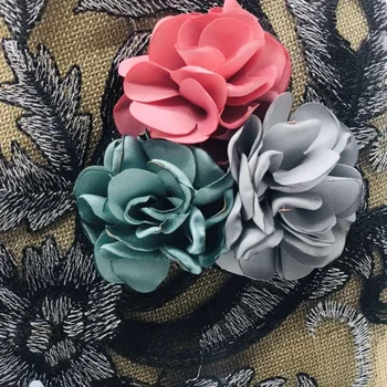 1 Stykke 3D Blomst Farverige Mesh Hånd-broderede Pearl Pailletter Patch Diy Håndværk Sy Kjole Tøj, Bryllup Lace Trim Stof