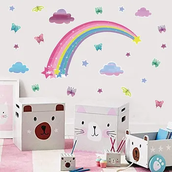 Kreative Rainbow Wall Stickers DIY Varmt Soveværelse, Stue Væggen Indretning for Piger Værelser Dekoration Æstetiske Plakat Vægmaleri
