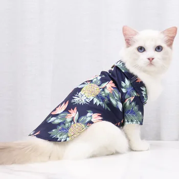 Dog Shirts Tøj Sommer Strand Tøj Vest Pet Tøj Blomster T-Shirt Hawaii For Lille Stor Hund Chihuahua Kat tøj