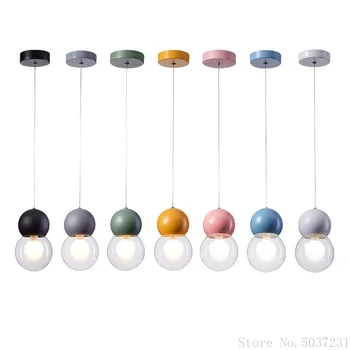 Nordic Color Lille Pendel Lampe Moderne Hængende Lampe Macarone Og Bar Led-Lampe Soveværelse Belysning I Hjemmet Indretning