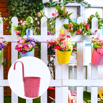 6STK Strygejern Hængende Flower Pot Gelænder-Hegn, Balkon, Have, Indretning Blomst Holder