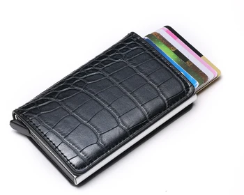 2021 Mænd Wallet PU Læder Card Wallet-Business-ID Kreditkort Indehaveren Mænd og Kvinder Metal RFID-Vintage Aluminium Box Bemærk Carbon