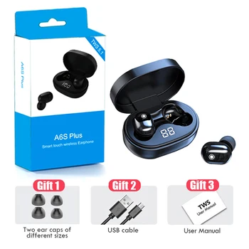 A6S TWS Trådløse Bluetooth Hovedtelefoner Headset Sport Hovedtelefoner støjreducerende Stereo Øretelefoner med Mikrofon til Alle Smartphones