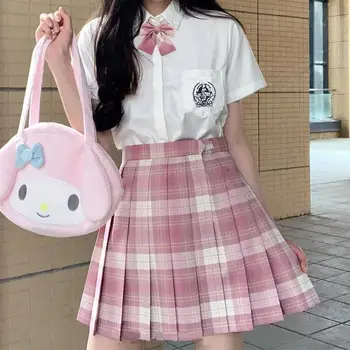 Sommeren kvinders mini nederdel Harajuku koreansk mode søde søde kawaii nederdel pige, høj talje plaid pink plisseret nederdel