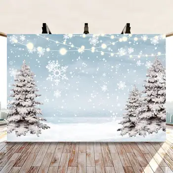 Vinter, Sne, Skov, Dyr, En Fødselsdag Fotografering Baggrunde Hvide Snefnug Blå Pink Juletræ Baggrunde For Foto