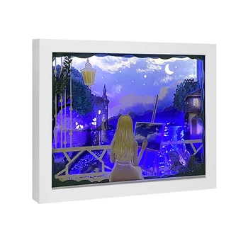 Nye 7 Ark Lys Led-3D-Light Shadow Box Usb-Olie Maleri Pige Anime Plakat Diy billedramme fotoramme Æstetiske Rum Udsmykning