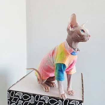 Hårløse Kat Tøj Sphinx Deven Rainbow Åndbar Sol-bevis T-shirt Pet Tøj Til Hunde, Skjorte, Vest, Hunde Tøj Forsyninger