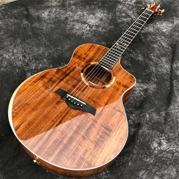 Top Kvalitet Hele Massiv Koa-Træ 41 Inches Jumbo Cutaway Guitar