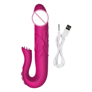 Klitoris Stimulator G-spot Massage Tungen Slikke Teleskopisk Rotation AV Stick Sex Legetøj til Kvinder Dildo Vibrator