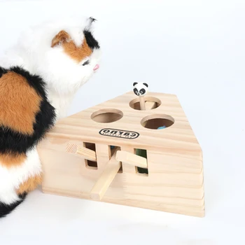 Kat Ramt Gophers Kat Jagt Toy Fange Musen-Spil, Træ-Interaktive Labyrint Pet Ramt Hamster Med 3/5-hul musehul Killing Pirring Toy