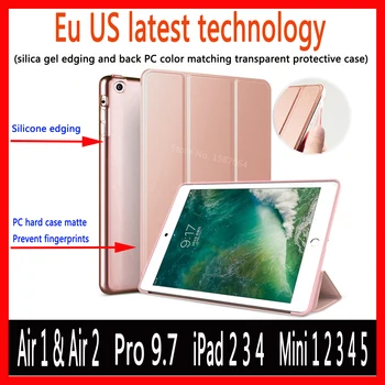 Ny Silikone kant + mat anti-fingeraftryk PC Tilfældet For Luft 1 Luft 2 Pro 9.7 Smart cover til iPad 2 3 4 Mini 1 2 3 4 5 Tilfælde