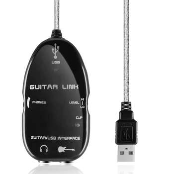 6.3 mm Jack til USB-Guitar Link Kabel-Adapter Guitar til PC-Optagelse Afspilning Guitar Effekter USB-Guitar Adapter-Sort