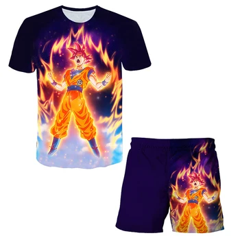 2021 Sommer Baby t-shirts Dragon-Ball T-Shirt børnetøj Sæt T-shirt & Shorts i 2 Stykker Sæt, Drenge Tøj Toppe + Shorts