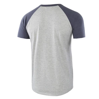 Mænd T-Shirt Løse Korte Ærmer Rund Hals Casual Baseball Tee Kontrast Farve Syning Soft Comfort bomuld T-shirts med Knapper