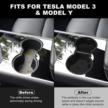 For Tesla Model 3 Model Y midterkonsollen kopholder Skær Bil Indvendigt Tilbehør til Kaffe Kop Bil Interiør Sort