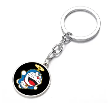 Anime Doraemon Nøglering Bronze Sølv sort Glas Kuppel Nøgle Kæde Taske Vedhæng med Nøglering Indehaveren Børn drenge pige børn Vedhæng