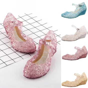 Piger Sandaler Børn Sko Prinsesse Jelly Kile Sandalas Mode Crystal Sandaler Til Piger Reden Sko Hule Ud Mesh Lejligheder Sko