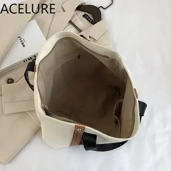 ACELURE Enkle Stil Skulder Håndtaske Damer Store indkøbsposer Ny Stor kapacitet Mode Lærred Pose, Solid Farve Kvindelige Taske