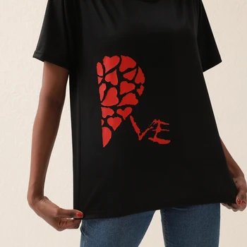 T-Shirt Kvinder Mænd T-Shirt Modal LO VE Black Basic Høj Kvalitet T-Shirts Kvindelige Casual Toppe, Korte Ærmer O Hals Femme 2021