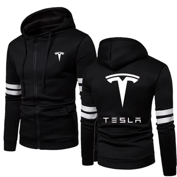 2021 Tesla Nye Mænd Vinteren Varm Termisk Jakker, Sportstøj Vindjakke Lynlås Sweatshirts Og Hættetrøjer Mænd Hooded Frakker