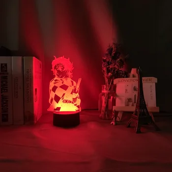 Kimetsu Ingen Yaiba Tanjiro Kamado Figur 3D-Soveværelse Dekoration Nat Lys Børn Gave Akryl Animationsfilm Lys