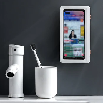 Wall-monteret vandtæt telefonen tilfælde vægbeslag touch screen telefon, badeværelse tilfælde brusebad forseglet opbevaringsboks