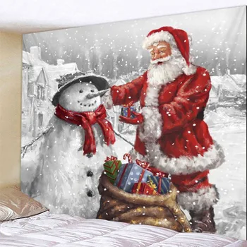 Jul Tepestry Santa Claus Mønster Moderne Hjem Dorm Indretning Væggen Hænger Et Tæppe Dekoration