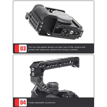 Kamera Bur for Sony A6600 DSLR-Kamera Bur med Koldt Sko Arri Hullerne Stabilisator Rig Beskyttelse Bur