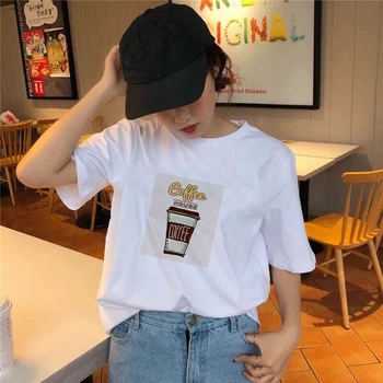 Sommer Fashion Shirt Hånd malet og Grafiske T-Shirt Kawaii Kvinder Toppe Base O-hals Hvid Tee 90'erne Mode Top Tees Kvindelige