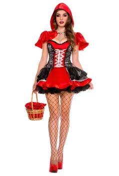 Voksne Kvinder Festival Party Dress Little Red Riding Hood Halloween Kostume Eventyr Cosplay Kostume