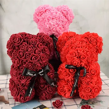 DIY 25 cm Teddy Steg Bære over Med Max Kunstige PE Blomst Bære Steg Valentine ' s Dag For Kæreste Kvinder Hustru Mors Dag Gaver