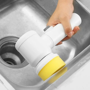 5 i 1 Håndholdte Elektriske rensebørste Sæt til Rengøring af Fliser, Håndvaske Håndvaske Grill Børste Håndtag Rengøring af Pensler