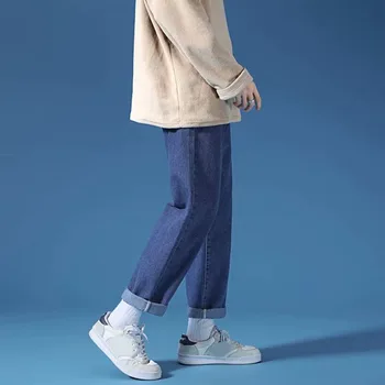 S-5XL Plus Size Jeans Mænd Efteråret Solid Lige han Denim Bukser Mode Løs Bred Ben Cowboy Streetwear koreanske Bukser 2021