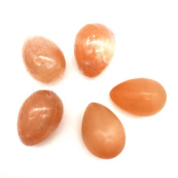 1PC Naturlige Orange Selenite Æg Sten Poleret Gips Krystal Æg Form, Sten, Ædelsten, Healing Naturlige Sten og Mineraler