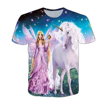 2021 Sommeren New kids drenge O-hals Iført en blomst hovedbøjle Hest T-shirt 3d-Mode T-Shirt dyre tøj Mænd Kvinder Tshirt toppe