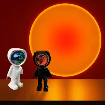 USB-360°solnedgang Projektor Lampe Robot Led Projektor Night Lights Regnbue Sunset Red Selfie Lys Soveværelse Atmosfære bordlampe