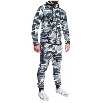 Mænds Sæt Militær Uniform Camouflage Efteråret Kører Afslappet Jogger Træningsdragt Mænd Sweatshirt Sport Sæt Fitnesscenter Slim Fit sportstøjet
