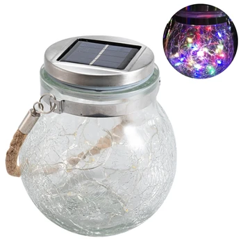 Solar Light Bulb Tyk Knække Glas Mason Jar LED Solar Lanterner Udendørs Hængende Vandtæt Indretning Lampe til Have, Terrasse,