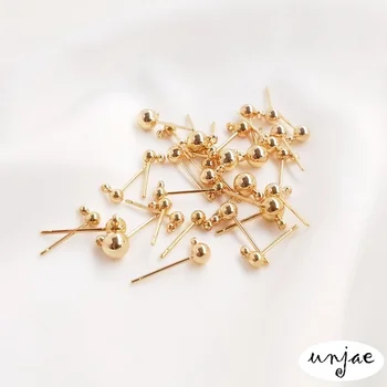 14K pose guld farve-bevare bolden pin ærter øreringe med hængende ring perle pin med ring diy smykker øreringe materiale
