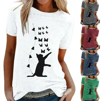 Sød Printet T-Shirt til Kvinder Sommer Tees Top Damer Afslappet Pullover Lige Women ' s t-Shirt, Mode Toppe Kvindelige