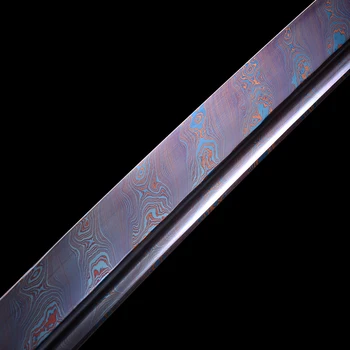 Katana Real Steel Japansk Swrod Håndlavet Foldet Damacus Stål Samurai Sværd Full Tang Blå Blade Skarphed
